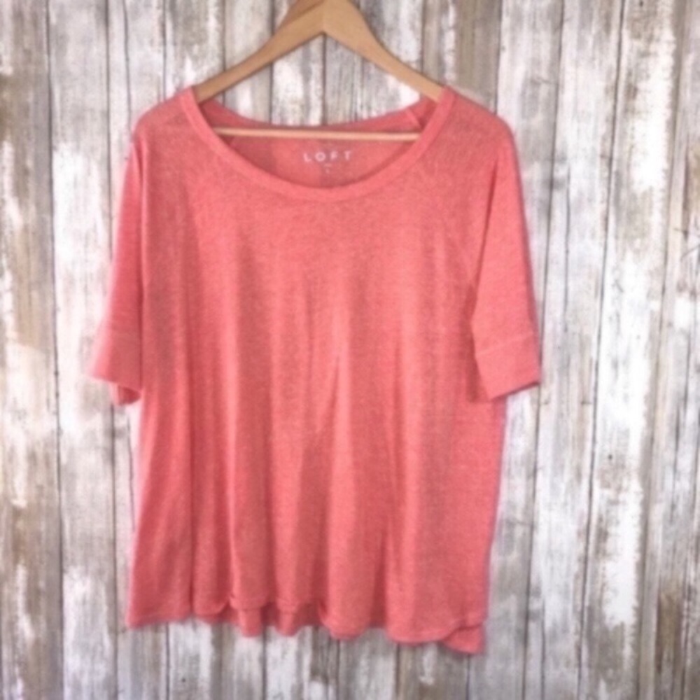 LOFT Pink Relaxed Fit Soft Knit Tee Blouse Top Large Casual